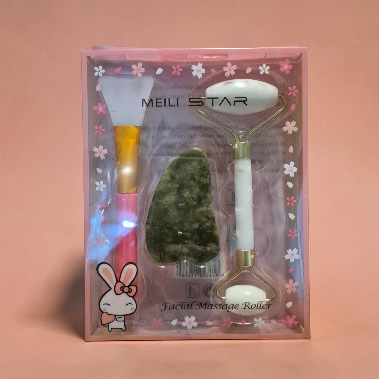 Set de rodillo facial jade + Gua Sha + Brocha para mascarillas